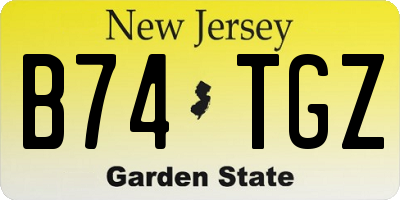NJ license plate B74TGZ