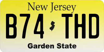 NJ license plate B74THD