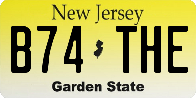 NJ license plate B74THE