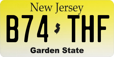NJ license plate B74THF