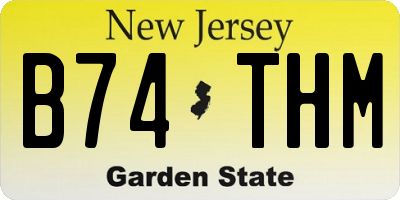 NJ license plate B74THM