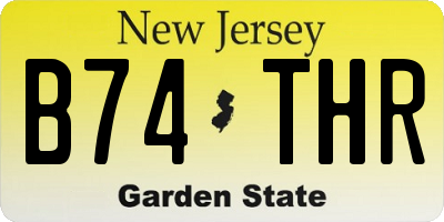 NJ license plate B74THR