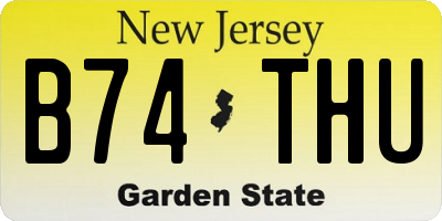 NJ license plate B74THU