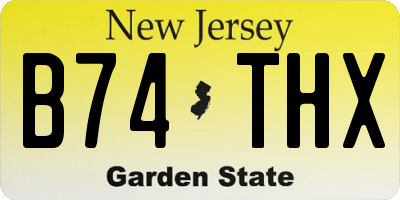 NJ license plate B74THX