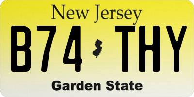 NJ license plate B74THY