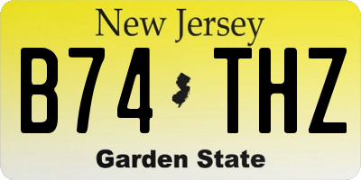 NJ license plate B74THZ