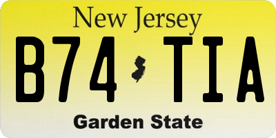 NJ license plate B74TIA