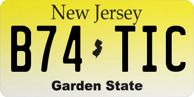 NJ license plate B74TIC