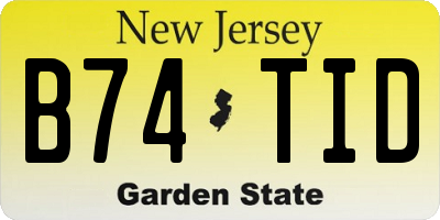 NJ license plate B74TID