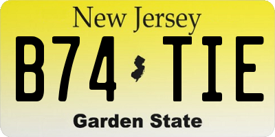 NJ license plate B74TIE