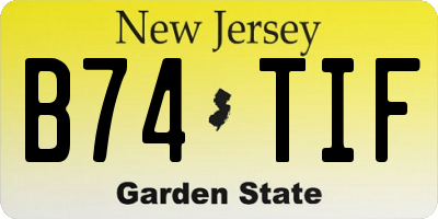 NJ license plate B74TIF
