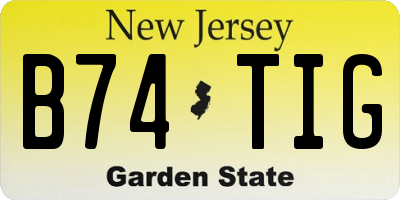 NJ license plate B74TIG