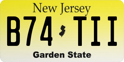 NJ license plate B74TII