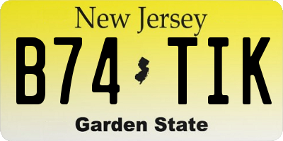 NJ license plate B74TIK