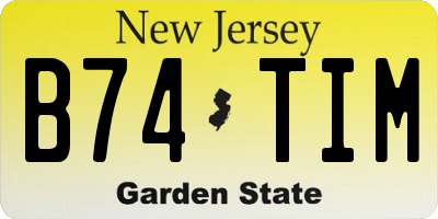 NJ license plate B74TIM