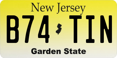 NJ license plate B74TIN