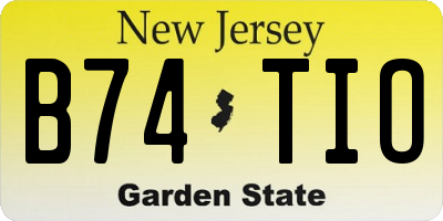 NJ license plate B74TIO