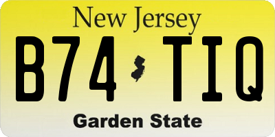 NJ license plate B74TIQ