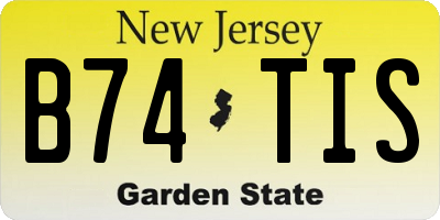 NJ license plate B74TIS