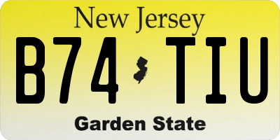 NJ license plate B74TIU