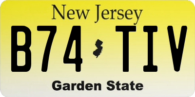 NJ license plate B74TIV