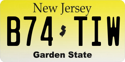 NJ license plate B74TIW