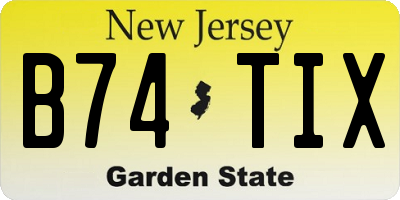 NJ license plate B74TIX