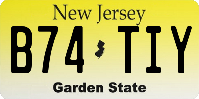 NJ license plate B74TIY