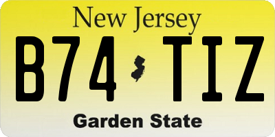 NJ license plate B74TIZ