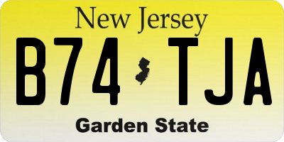 NJ license plate B74TJA