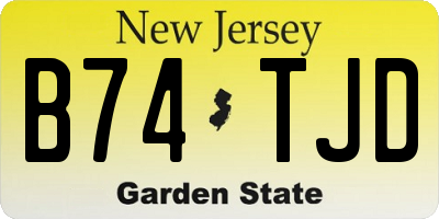 NJ license plate B74TJD