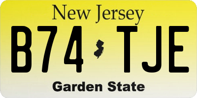 NJ license plate B74TJE