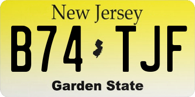 NJ license plate B74TJF