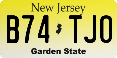 NJ license plate B74TJO