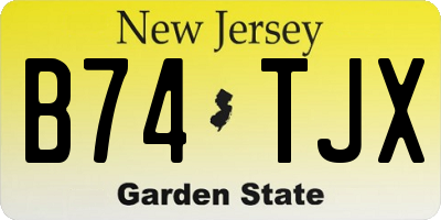 NJ license plate B74TJX