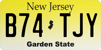 NJ license plate B74TJY