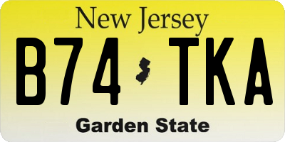 NJ license plate B74TKA