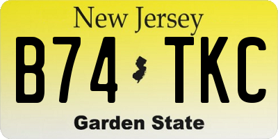 NJ license plate B74TKC