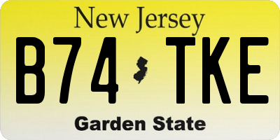 NJ license plate B74TKE