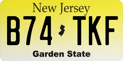 NJ license plate B74TKF