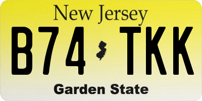 NJ license plate B74TKK