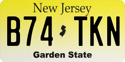 NJ license plate B74TKN
