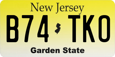 NJ license plate B74TKO