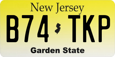 NJ license plate B74TKP