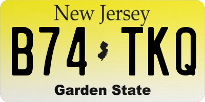 NJ license plate B74TKQ