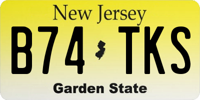 NJ license plate B74TKS