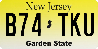 NJ license plate B74TKU