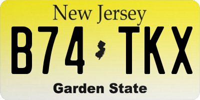 NJ license plate B74TKX