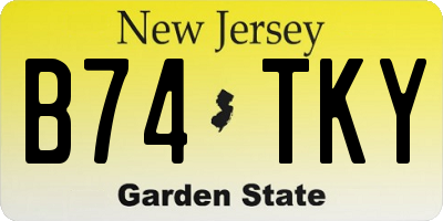 NJ license plate B74TKY