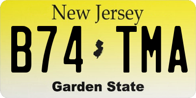 NJ license plate B74TMA